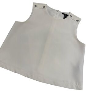 Sleeveless White Detail-Shoulder Women’s Dressy Top